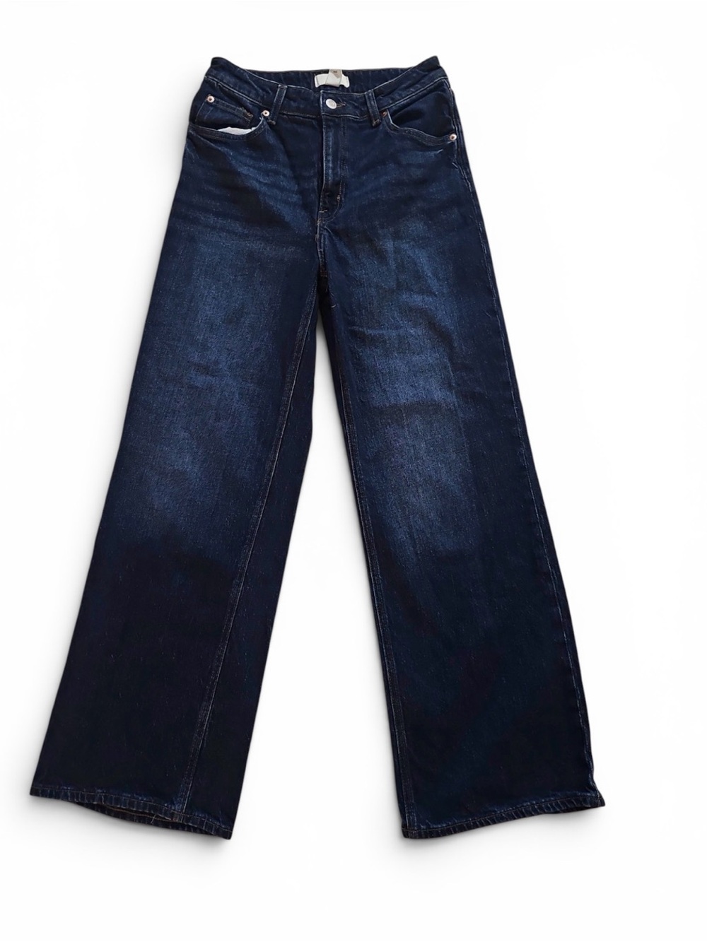 H&M Wide Leg High-Rise Women's Jeans - Dark Blue 8